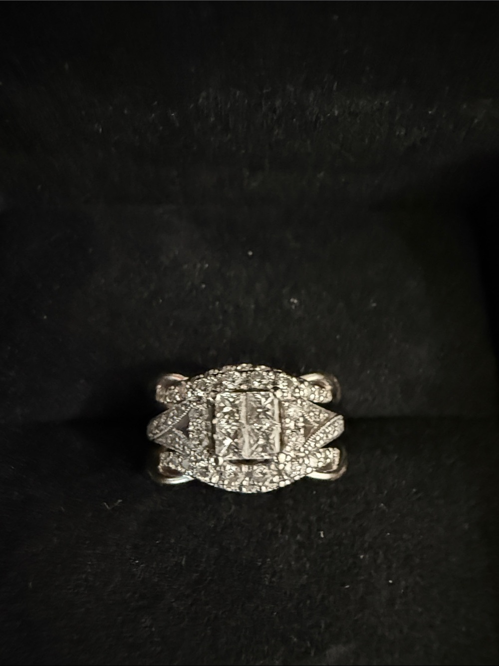 Kay Jewelers Silver-Tone Diamond Halo Cluster Ring